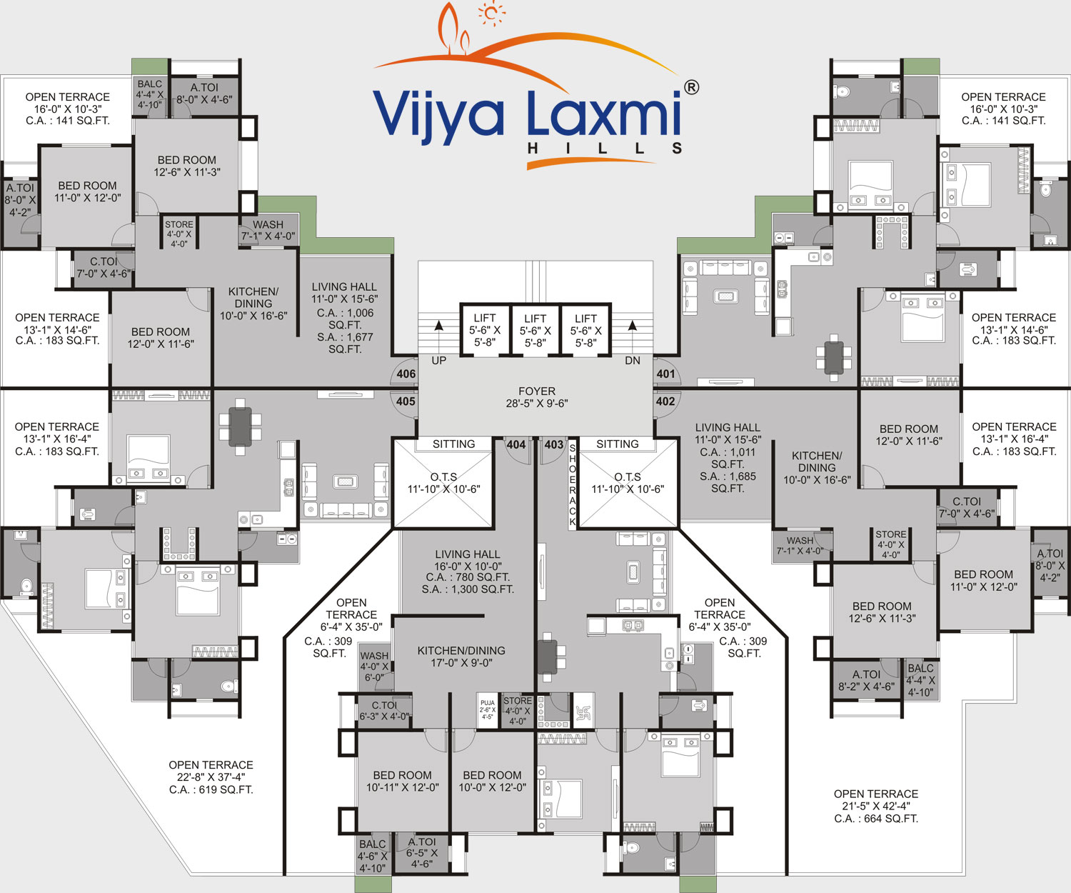 Fourth Floor Plan Vijya Laxmi Hills Surat Gujarat