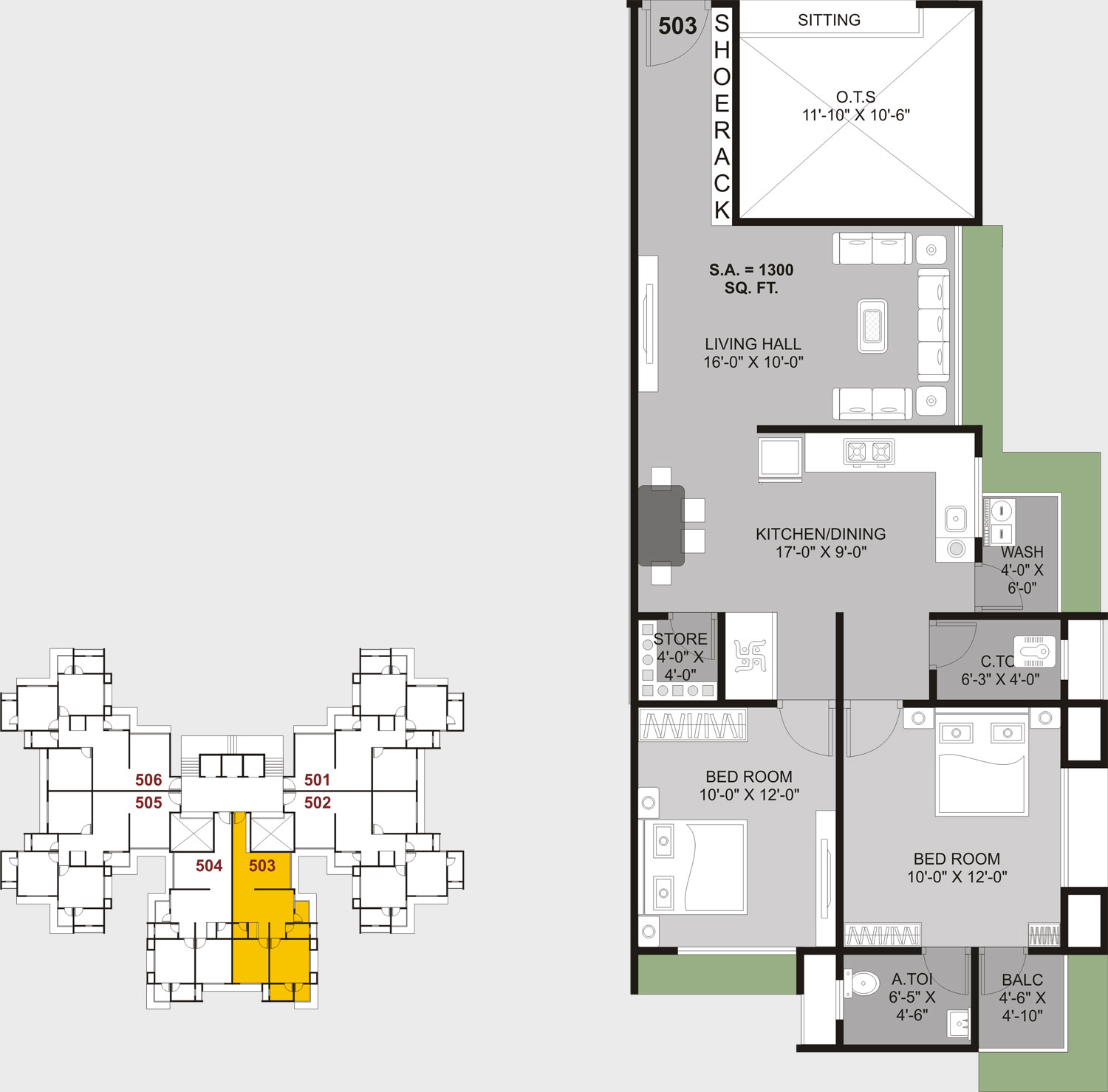 Typical Floor Plan (2 BHK)